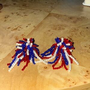 Bauble bar Red, White, and Blue Fireworks Beaded Earrings